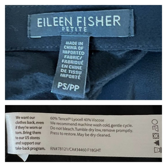 Eileen Fisher Petite Black Tencel Blazer Jacket Sz PS Double Button Notch Collar - Picture 3 of 7